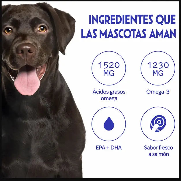 Omega Max 3X – Aceite de pescado de triple fuente para perros