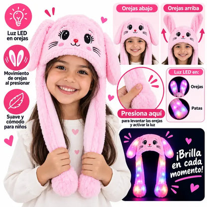 GORRO DE CONEJO LED RGB CON OREJAS MÓVIL