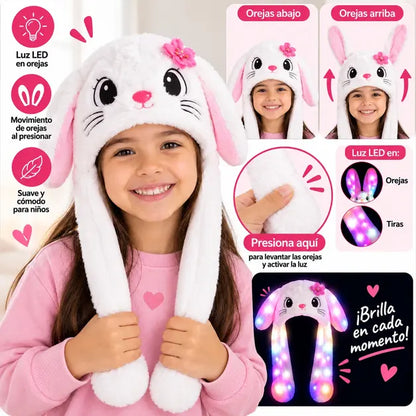 GORRO DE CONEJO LED RGB CON OREJAS MÓVIL