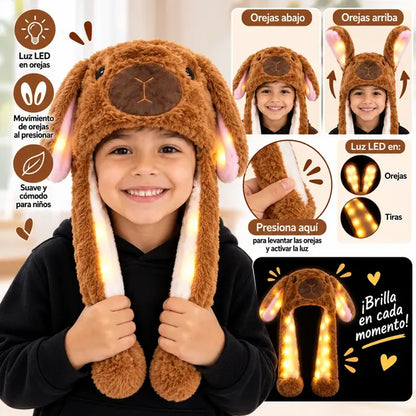 GORRO DE CONEJO LED RGB CON OREJAS MÓVIL